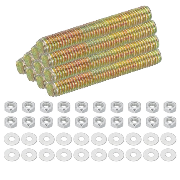Uxcell M5 Carbon Steel Fully Threaded Rods, 25 Set 40mm/1.6" L Threaded Studs, Colored Zinc Tone