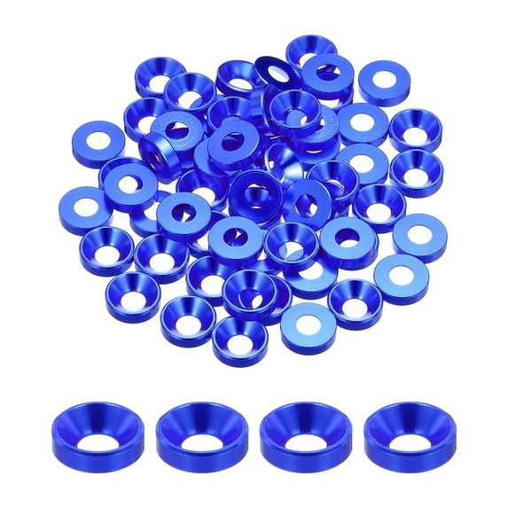 Uxcell M5 Cone Cup Countersunk Washers,Anodized Aluminum Gaskets for Screw RC/FPV/PC/Drone, Pack of 60 (Dark Blue)