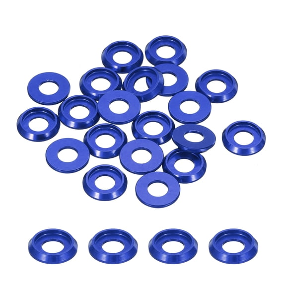 Uxcell M5 Cone Cup Countersunk Washers 0.2" Aluminum for Screw RC 20Pcs Dark Blue