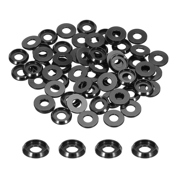 Uxcell M5 Cone Cup Countersunk Washers 0.2" Aluminum for Screw RC 60Pcs Black