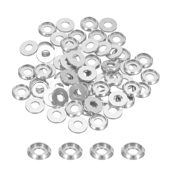 Uxcell M5 Cone Cup Countersunk Washers 0.2" Aluminum for Screw RC 60Pcs Silver