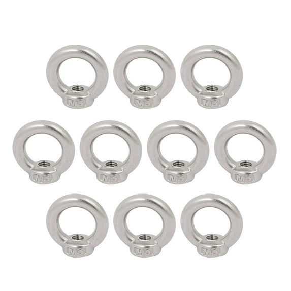 Uxcell M5 Female Thread 304 Stainless Steel Ring Shaped Lifting Eye Nut 10Pcs