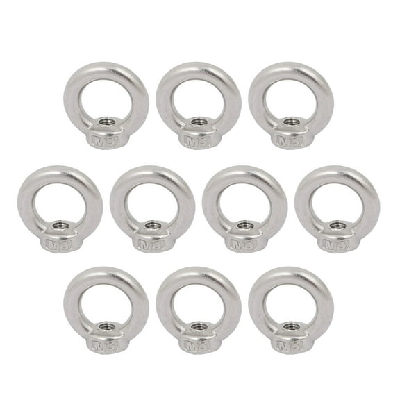 Uxcell M5 Female Thread 304 Stainless Steel Ring Shaped Lifting Eye Nut 10Pcs