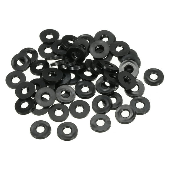 Uxcell M5 Rubber Flat Washer, 100 Pack 5mm ID 11mm OD Sealing Gasket Ring for Faucet Pipe Water Fastener Bolt, Black