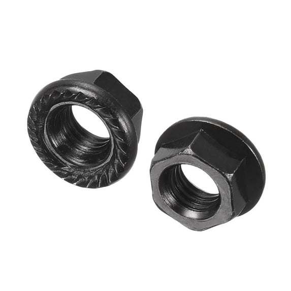 Uxcell M5 Serrated Flange Hex Lock Nuts, Carbon Steel Black Oxide Finished 100 Pack