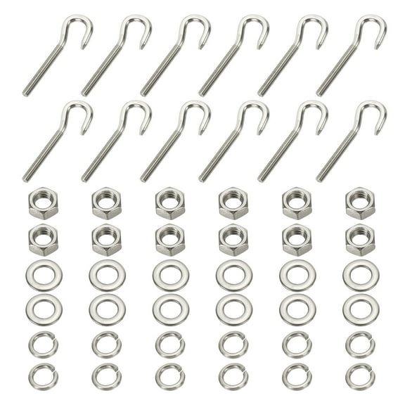 Uxcell M5 Stainless Steel Eye Bolt, 12 Set Hook Eyelet Bolts with Nut Washers for Hanging, Silver
