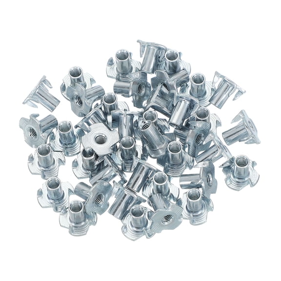 Uxcell M5 T-Nuts, Zinc Plated Steel 4-Pronged Tee Blind Nut 12 mm Length Four-jaw t Nuts Threaded Inserts Hardware 60 Pcs