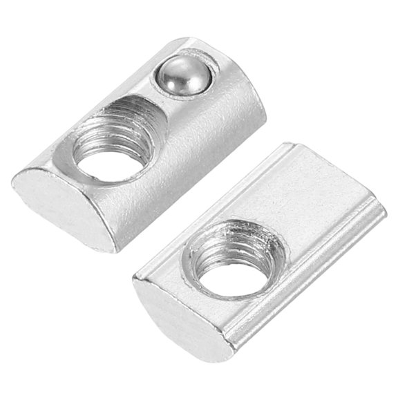 Uxcell M5 T Spring Nut, 25 Pack Half Round Roll in Spring Nut, Carbon Steel Nickel Plated Roll Ball Elastic Nut with Slot 6.5mm for Aluminum Extrusion Profile