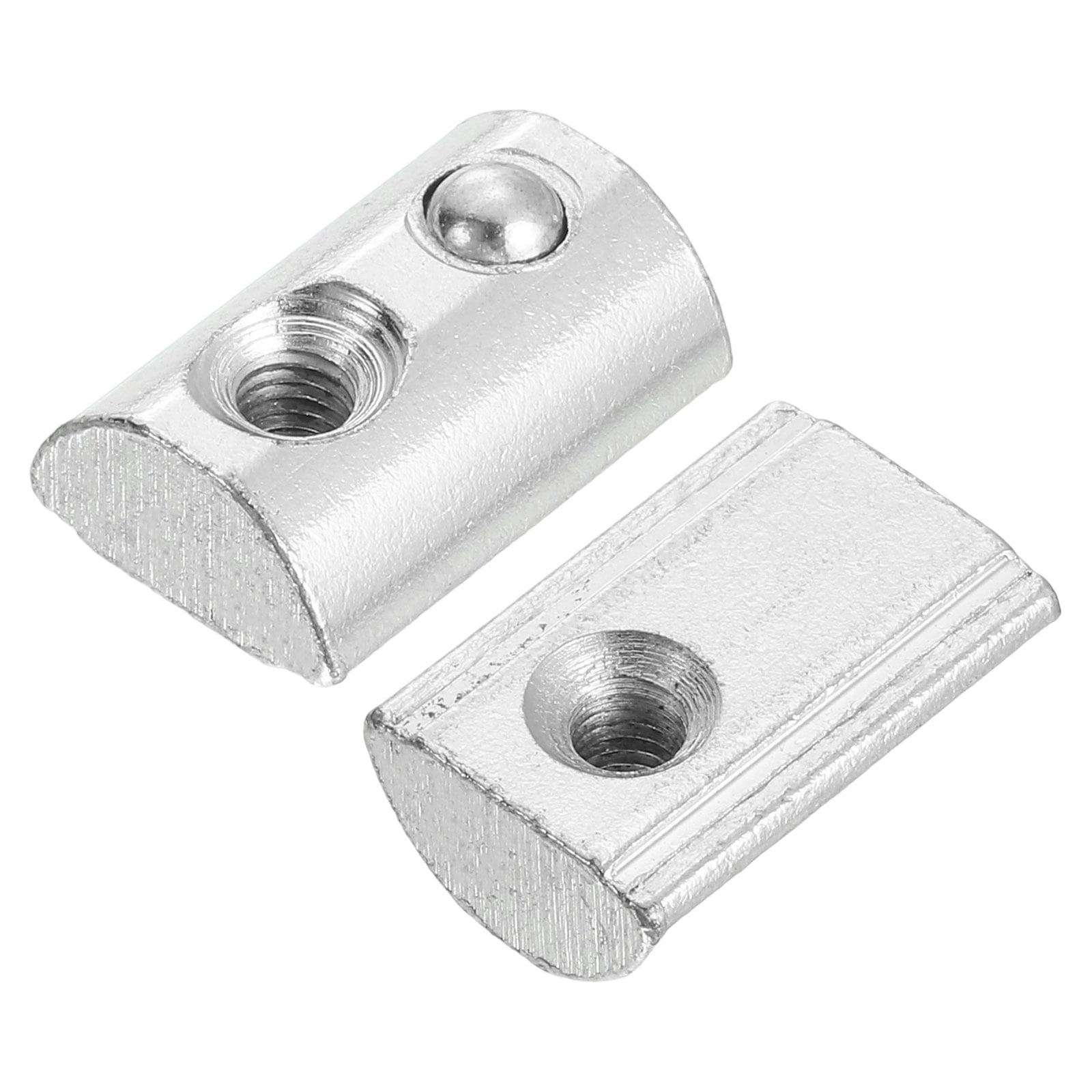 Uxcell M5 T Spring Nut, 50 Pack 4545 Series Half Round Roll in Spring Nut, Carbon Steel Nickel Plated Roll Ball Elastic Nut with Slot 10mm for 4545 Series Aluminum Extrusion Profile