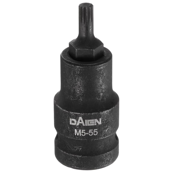 Uxcell M5 Triple Square Bit Socket 55mm/2.17" Length 1/2" Square Drive 12 Point Spline Extension Impact Bit Power Nut Driver Set S2 Steel Socket Ratchet Wrench Bits, Black