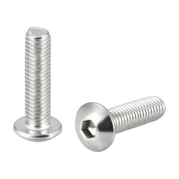 Uxcell M5 x 0.79'' Hex Socket Round Head Screw Fasteners Bolts 304 Stainless Steel Silver Tone 10PCS