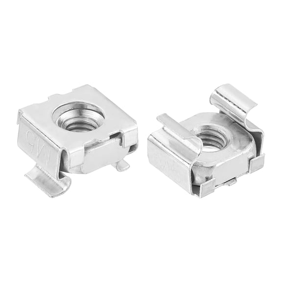Uxcell M5 x 0.8mm Cage Nut, 5 Pack Snap-in Cage Nuts, Carbon Steel Zinc Plated Metric Nut