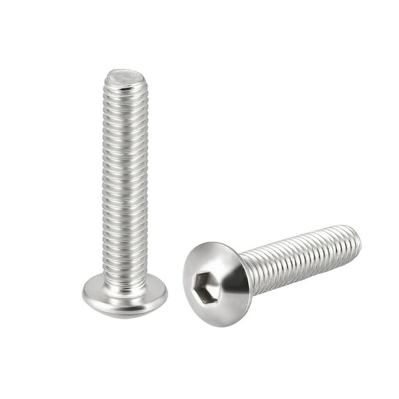 Uxcell M5 x 0.98'' Hex Socket Round Head Screw Fasteners Bolts 304 Stainless Steel Silver Tone 10PCS