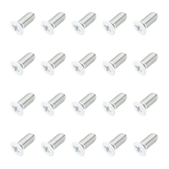 Uxcell M5 x 10mm Flat Countersunk Head Machine Screws 304 Stainless Steel Full Thread Phillips Drive Cross Screw for Furniture Connection Electrical Appliances (White, Pack of 20)