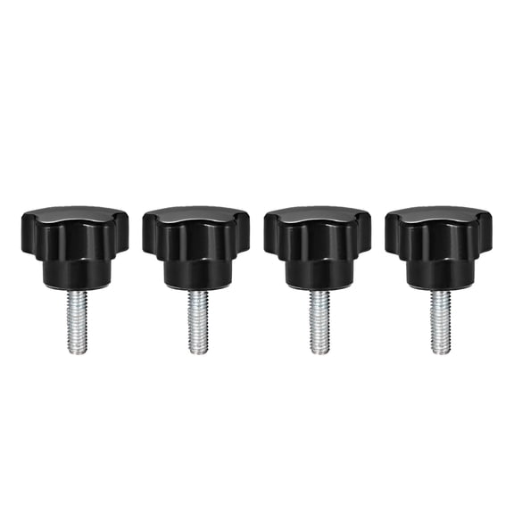 Uxcell M5 x 10mm Male Thread 24mm Head Star Knobs Zinc Plated Black 4 Pack
