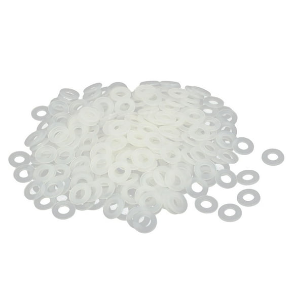 Uxcell M5 x 10mm x 1mm Nylon Flat Insulating Washers Spacers Fastener White (400- Pack)