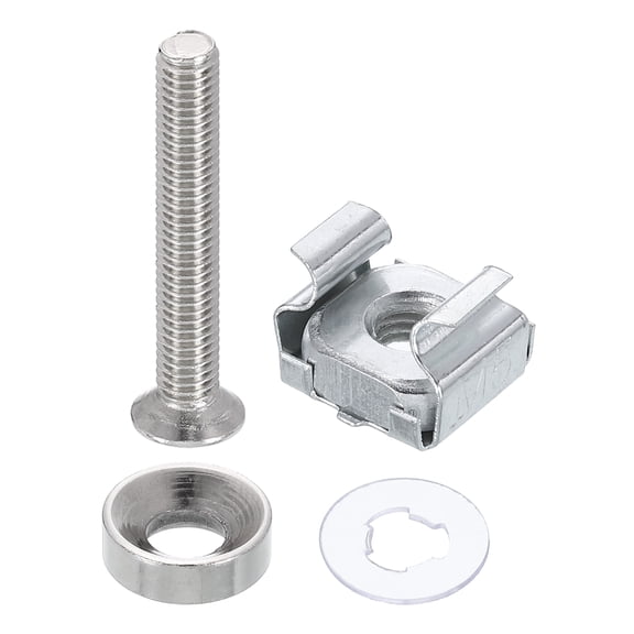 Uxcell M5 x 13mm Rack Mount Cage Nut, 20 Pcs Carbon Steel Rack Screws Zinc Square Snap-in Cage Nuts for Server Cabinet Shelves Routers Audio Console, Silver