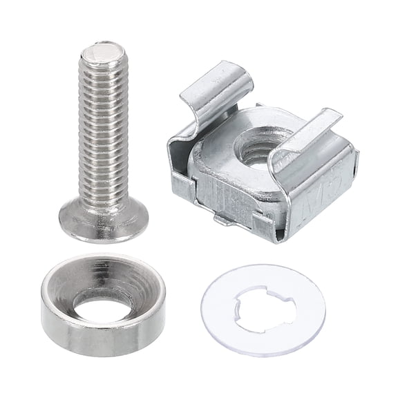 Uxcell M5 x 13mm Rack Mount Cage Nut, 50 Pcs Carbon Steel Rack Screws Zinc Square Snap-in Cage Nuts for Server Cabinet Shelves Routers Audio Console, Silver