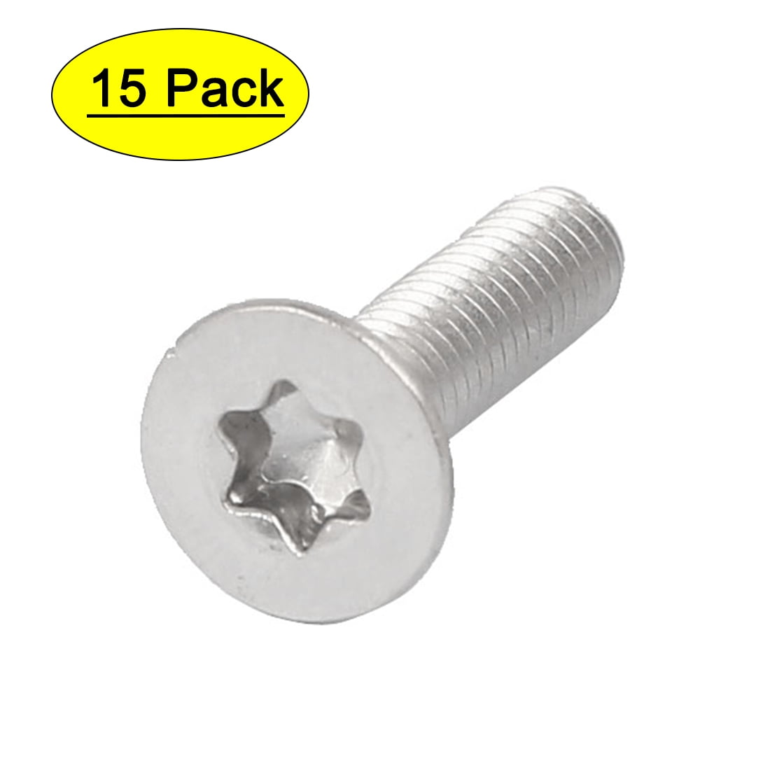 50pcs M6 X 15mm Flat Torx Head Machine Screws - 12.9 Grade Alloy Steel, Black Oxide (T20 Drive)