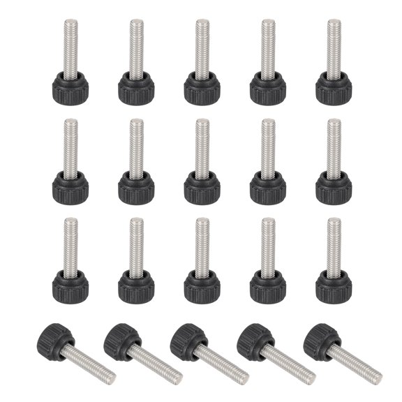 Uxcell M5 x 20mm Threaded Knurled Thumbscrew Monitor Mount Arm Screws Clamping Knobs Grip Thumb Screw, 20 Pcs