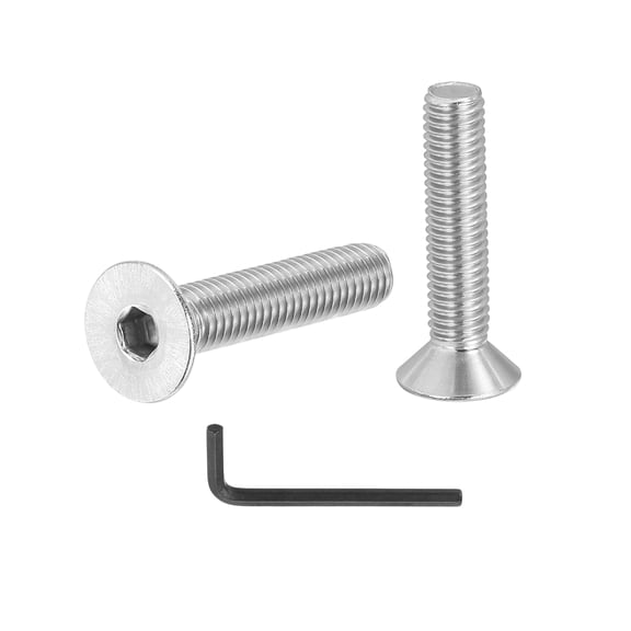 Uxcell Flat Head Socket Cap Screws, 304 Stainless Steel Head Screw Bolts Hex Socket Drive Countersunk Bolts M5 x 25mm