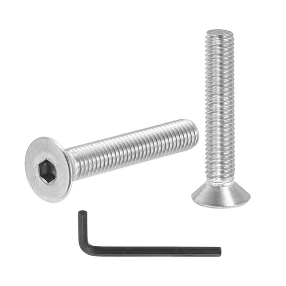 Uxcell Flat Head Socket Cap Screws, 304 Stainless Steel Head Screw Bolts Hex Socket Drive Countersunk Bolts M5 x 30mm