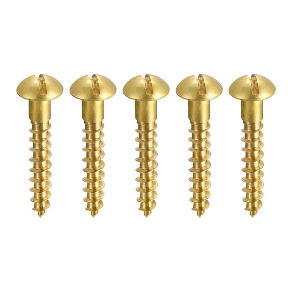 Uxcell M5 x 30mm Wood Screws Slotted Round Head Brass Self-Tapping Screw 50 Pack