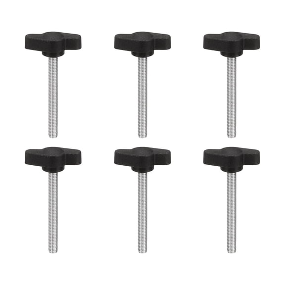 Uxcell M5 x 45mm Tee Wing Thumb Screws, 6Pcs Carbon Steel Mechanical Handle Bolt Thumb Screws for Remove Replace Hand Clamping Tightening Knobs Power Supply, Black