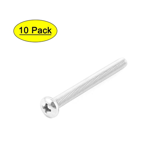 Uxcell M5 x 50mm Threaded Round Head Machine Screws Bolts (10-pack)