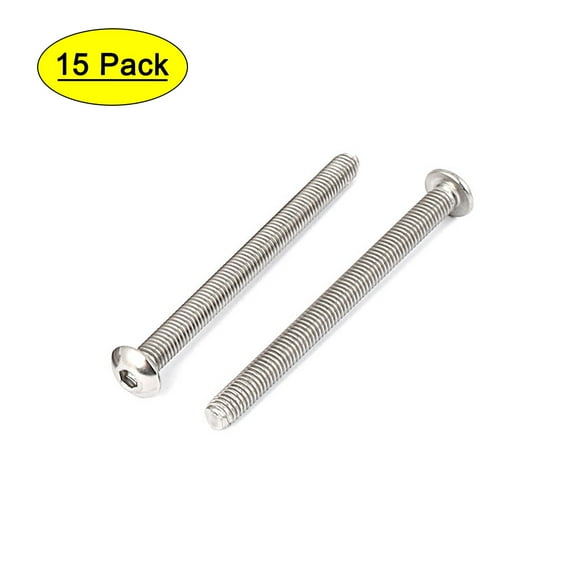 Uxcell M5 x 60mm Full Thread Button Head Socket Cap Screw Silver Tone (15-pack)