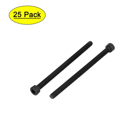 Uxcell M5 x 80mm Full Thread Carbon Steel Hex Socket Cap Head Screws Bolts Black (25-pack)