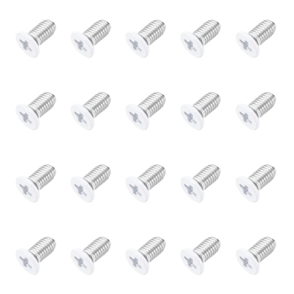 Uxcell M5 x 8mm Flat Countersunk Head Machine Screws 304 Stainless Steel Full Thread Phillips Drive Cross Screw for Furniture Connection Electrical Appliances (White, Pack of 20)