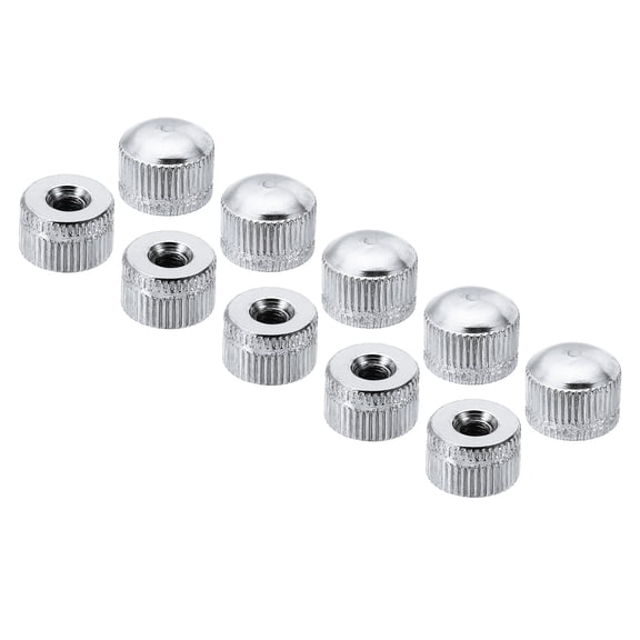 Uxcell M5x0.8 Cap Nut, 30 Pcs Acorn Nut Screw Knob Cap Insert Bolt Cover Female Thread Knurled Decorative, Silver Tone