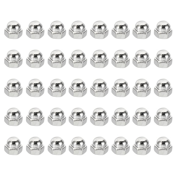 Uxcell M5x0.8 Hex Acorn Bolt Covers, 40 Pcs Carbon Steel Screw Covers Caps for Fasteners Threads Rods Bolts, Silver Tone