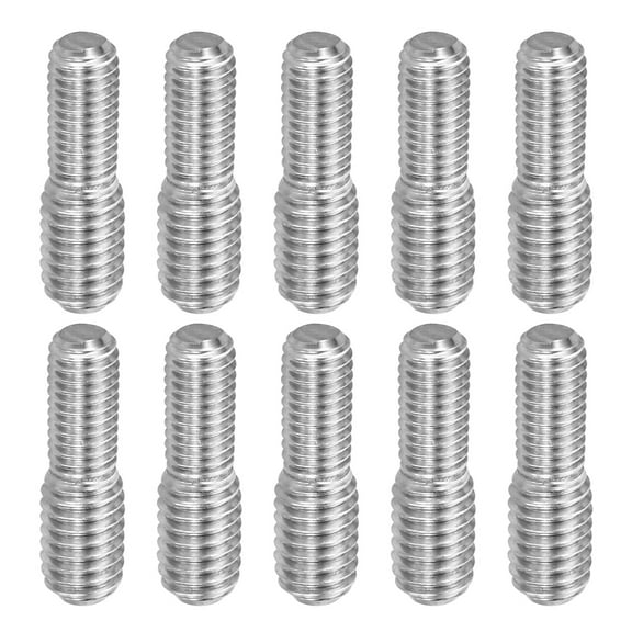 Uxcell M5x0.8 to M6x1 Double End Threaded Stud Screw Bolt 304 Stainless Steel Rod Reducer Adapter 20mm Long 10pcs