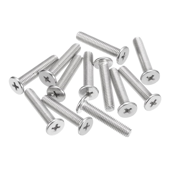 Uxcell M5x0.8x25mm 12 Pack Metal Flat Round Head Screws Phillips Drive Machine Bolt