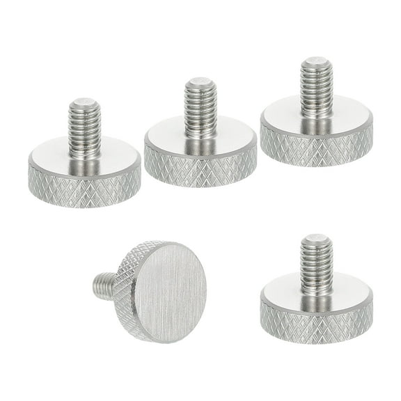 Uxcell M5 x 0.39'' x 0.39'' Knurled Thumb Screws 304 Stainless Steel Flat Head Thumb Screws 5 Pcs