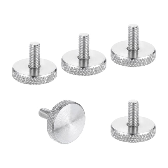 Uxcell M5 x 0.47'' x 0.79'' Knurled Thumb Screws 304 Stainless Steel Flat Head Thumb Screws 5 Pcs