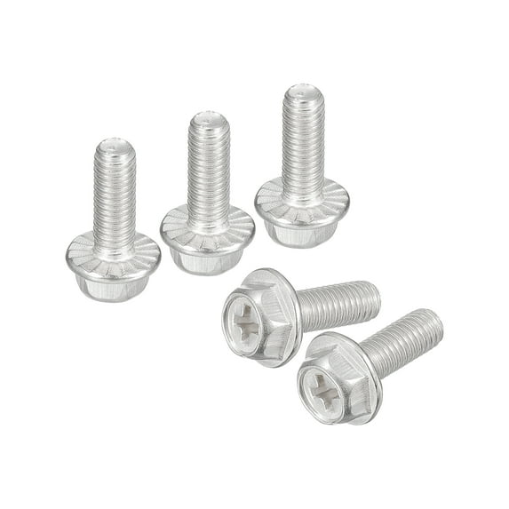 Uxcell M5x14mm Phillips Hex Head Flange Bolts, 25 Pack 304 Stainless Steel Screws