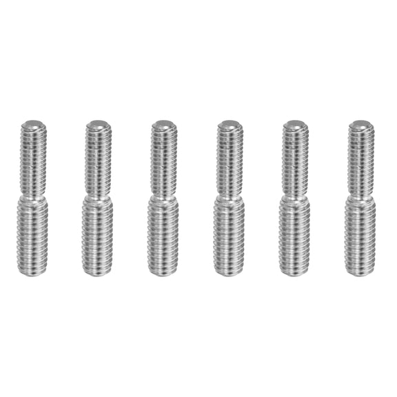 Uxcell M5x15 to M6x15 Double End Threaded Stud Screw Bolt, 6 Pack Stainless Steel Rod Bolts, 30mm Long
