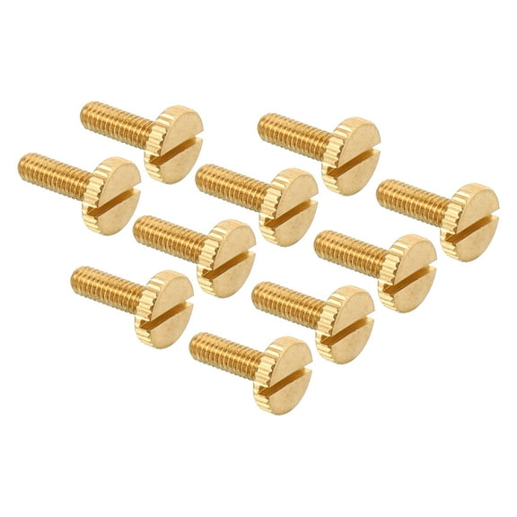 Uxcell M5x15mm Knurled Thumb Screws, 15 Pack Flat Tip Brass Bolts Grip Knobs Fasteners with Straight Shoulders