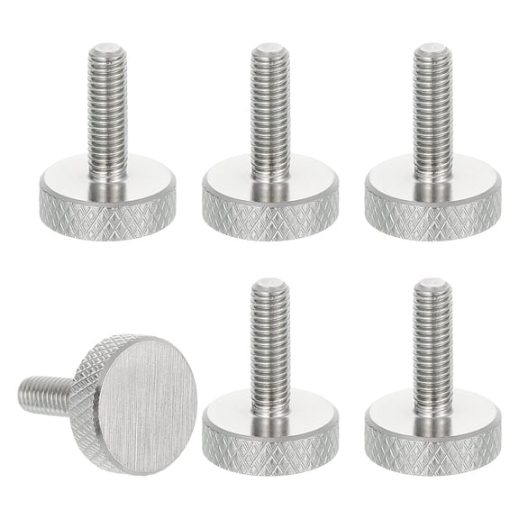 Uxcell M5x16mm Knurled Thumb Screws, 304 Stainless Steel Flat Head Thumb Screws Metric Diamond Knurled Head Bolts Grip Knobs Hand Tighten Thread Fasteners, 16mm Dia. 6 Pcs