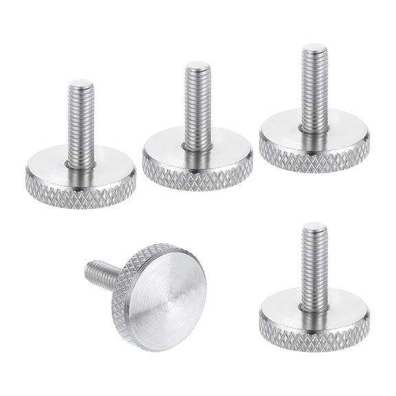 Uxcell M5 x 0.63'' x 0.79'' Knurled Thumb Screws 304 Stainless Steel Flat Head Thumb Screws 5 Pcs