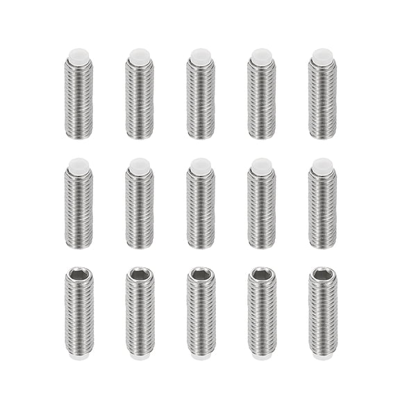Uxcell M5x16mm Nylon Tip Grub Screw, 15pcs 304 Stainless SteelInternal Hex Head Cup Point Bolt Hardware