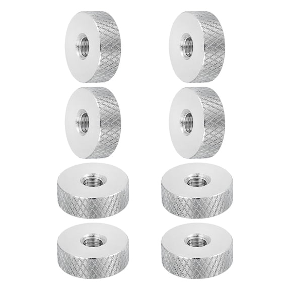 Uxcell M5x16x5.4mm Flat Knurled Thumb Nuts, 304 Stainless Steel Female Thread Type Flat Head Through Hole Hand Thumb Thin Nut Hand Tighten Thread Fasteners Adjust Lock Position, 8 Pcs