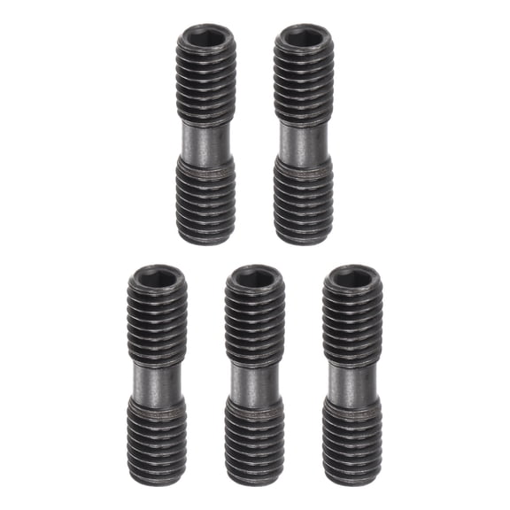 Uxcell M5x18-0.8 Hex Head Set Screw Double Hole for Turning Tool, 5 Pack