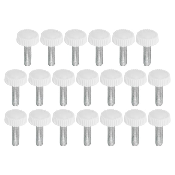 Uxcell M5x18mm Knurled Thumb Screws Clamping Screws Knobs Grip Bolts Fasteners for Furniture Hardware White 20 Pack