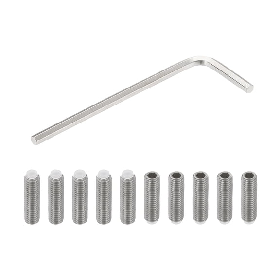 Uxcell M5x18mm NyLon Tip Grub Screw, 10pcs 304 Stainless Steel Internal Hex Head Cup Point with Key Wrench