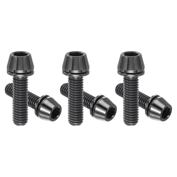 Uxcell M5x18mm Titanium Bike Stem Bolt, 6 Pack Hex Tapered Head Bolt for Bicycle Crank Brake Fixed Upgrade, Black