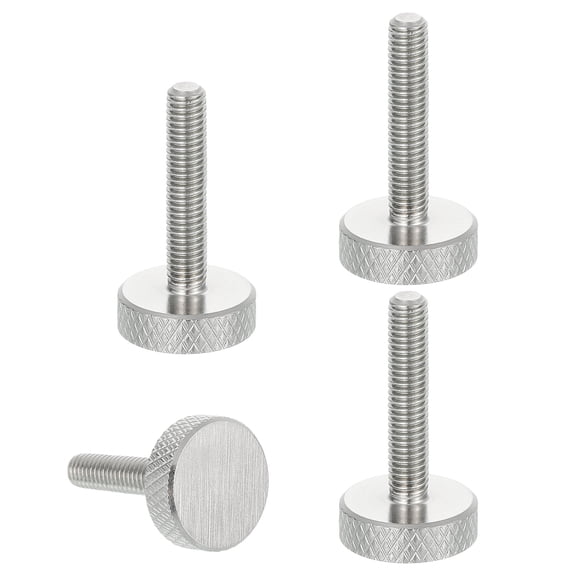 Uxcell M5x0.98'' Knurled Thumb Screws 304 Stainless Steel Flat Head Thumb Screws 0.63'' Dia. 4 Pcs